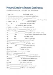 English Worksheet: Present Simple vs Present Continuous