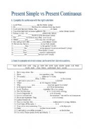 English Worksheet: Present Simple vs Present Continuous