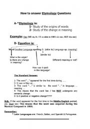 English worksheet: etymology