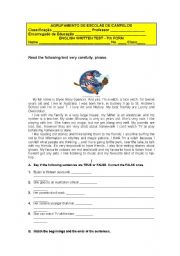 English Worksheet: Written test- Personal Identification