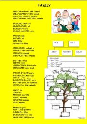 English Worksheet: FAMILY MEMBERS