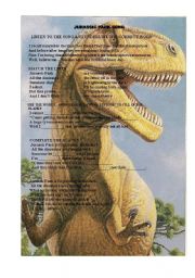 English worksheet: dinosaurs- song 