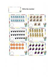 English Worksheet: count and write the numbers