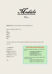 English worksheet: Modals (1 of 2 parts)