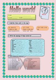 English Worksheet: HELLO WORLD!