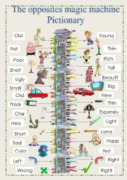 English Worksheet: THE OPPOSITES MAGIC MACHINE  PICTIONARY    Part 
