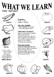 English worksheet: VEGETABLES