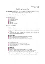 English Worksheet: buckle up lesson plan