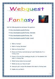 FANTASY WEBQUEST (14 questions, 4 pages, including comprehensive KEY).