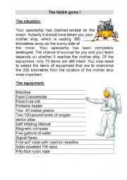 English Worksheet: The NASA game I