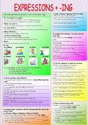 English Worksheet: EXPRESSIONS + ING