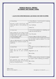 English Worksheet: business english writing: beginning and ending letters