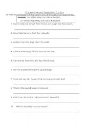 English Worksheet: Comparative & Superlative Practice