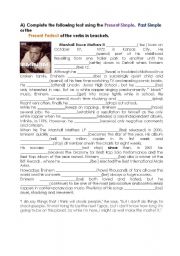 English worksheet: Eminems Biography