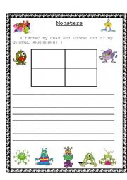 English worksheet: Monsters writing task