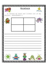 English Worksheet: Monsters writing task