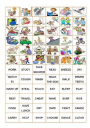 verbs memory game cards esl worksheet by zailda