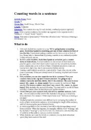 English Worksheet: counting words in a sentence