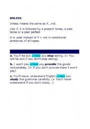 English Worksheet: Unless