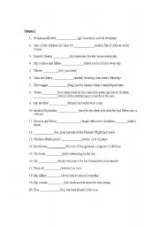 English Worksheet: Present Tense