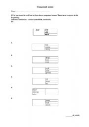 English worksheet: Compound nouns