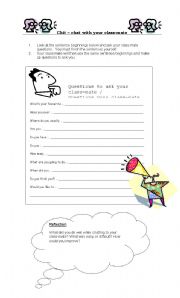 English worksheet: Chit-chat