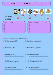 English Worksheet: HAVE GOT/HAS GOT..?