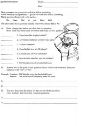 English worksheet: Question Sentences