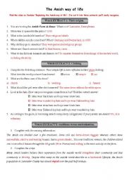 English Worksheet: Video WS - The Amish way of life