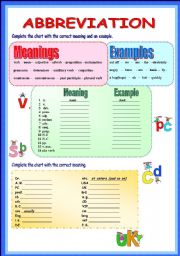 English Worksheet: ABBREVIATION