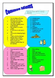 English Worksheet: Common idioms definition match