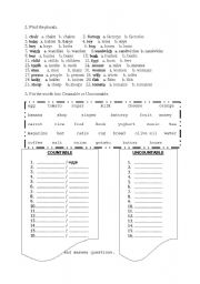 English Worksheet: Countables and Uncountables