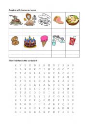 English worksheet: food