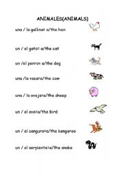 English worksheet: animals