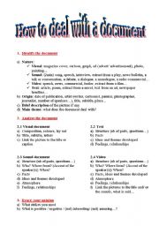 English Worksheet: How to deal with a document?