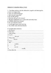 English worksheet: PRESENT SIMPLE