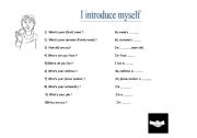 English worksheet: I introduce myself