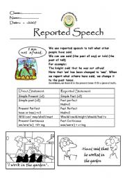 English Worksheet: reported speech