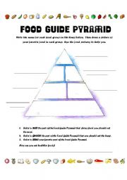 English Worksheet: Fun with the Food Guide Pyramid