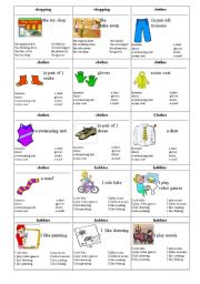English Worksheet: family  cards page 3 -  shopping, clothes, hobbies
