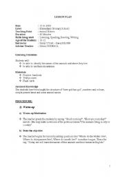 English Worksheet: Lesson Plan for animal homes