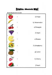 English worksheet: Fruits: Matching