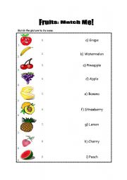 English Worksheet: Fruits: Matching