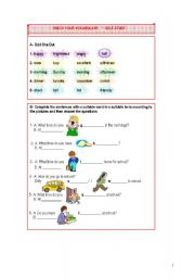 English worksheet: DAILY ROUTINES VOCABULARY