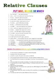 English Worksheet: relative clauses