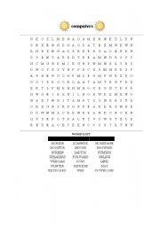 English Worksheet: computer vocabulary wordsearch