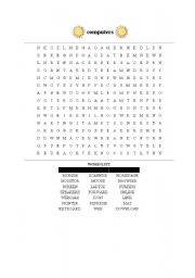 English worksheet: computer vocabulary wordsearch