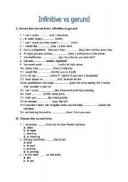 English Worksheet: Infinitive vs gerund