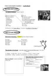 English Worksheet: The Addams family  worksheet 1