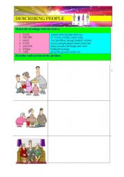 English worksheet: describing people